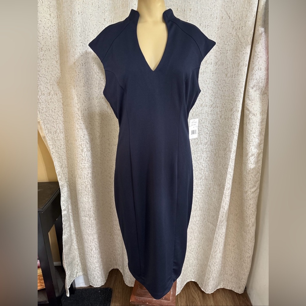 Alexia Admor Women's Navy Blue Sleeveless Sheath Dress, NWT, Size Large